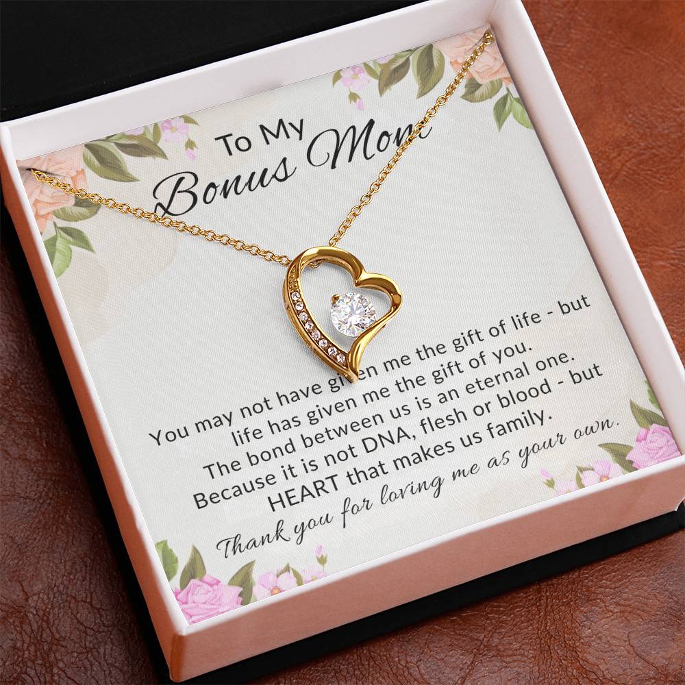 To My Bonus Mom Heart Necklace Gift from Stepdaughter