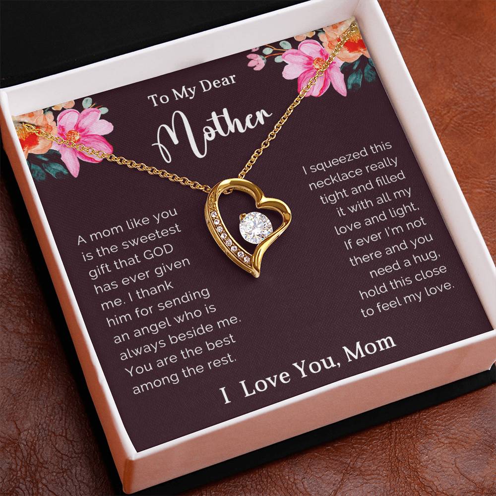 To My Mother  Heart Necklace Gift