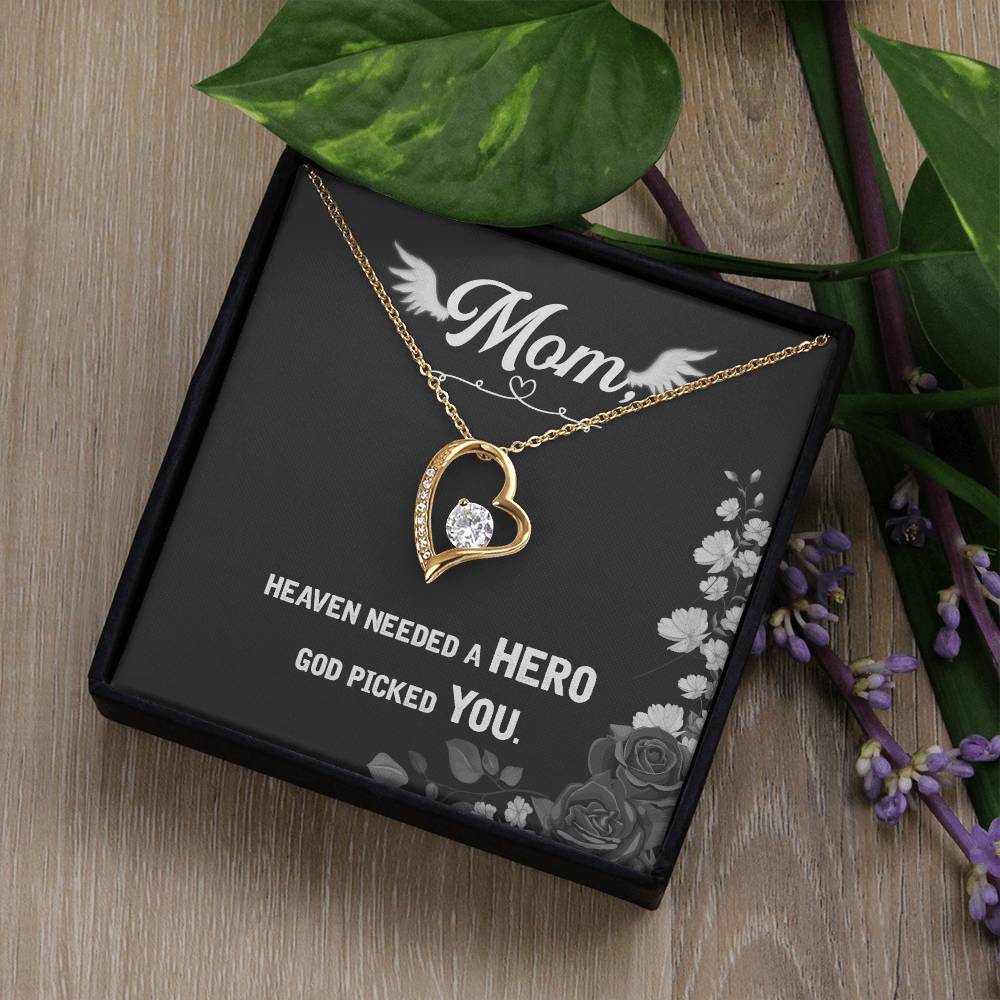 Mom Heaven Needed a Hero Heart Necklace Gift-[Heartfelt Family Gift]
