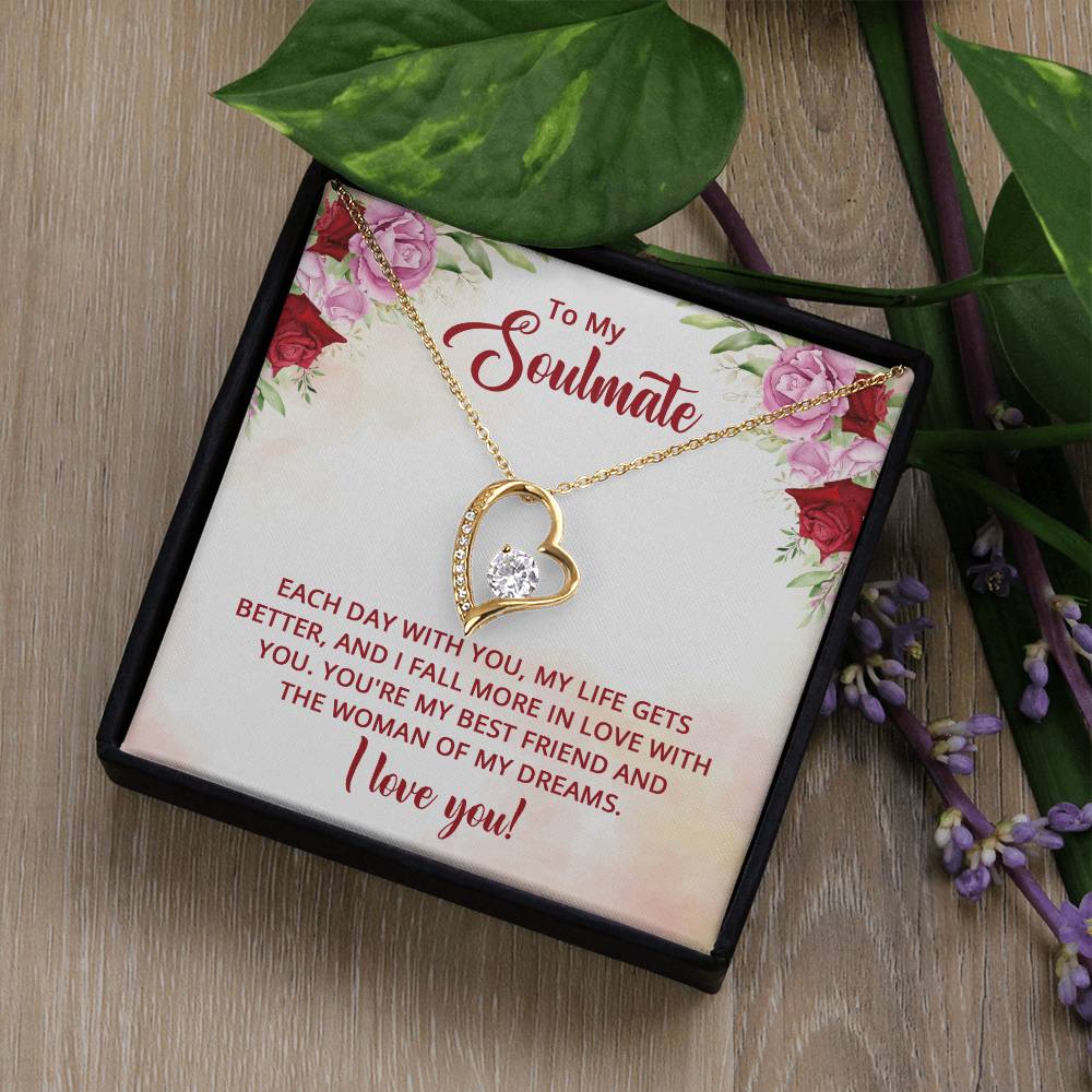 To My Soulmate -  Woman Of My Dreams Heart Necklace Gift-[Heartfelt Family Gift]