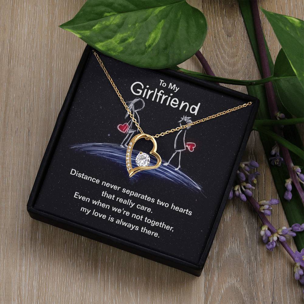Girlfriend - Distance Never Separates Two Hearts Heart Necklace Gift-[Heartfelt Family Gift]