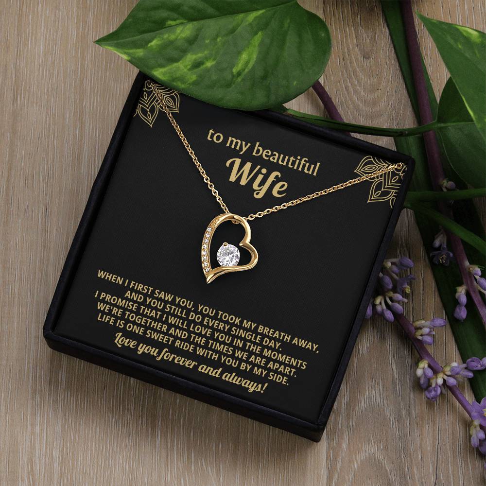 To My Beautiful Wife Heart Necklace Gift