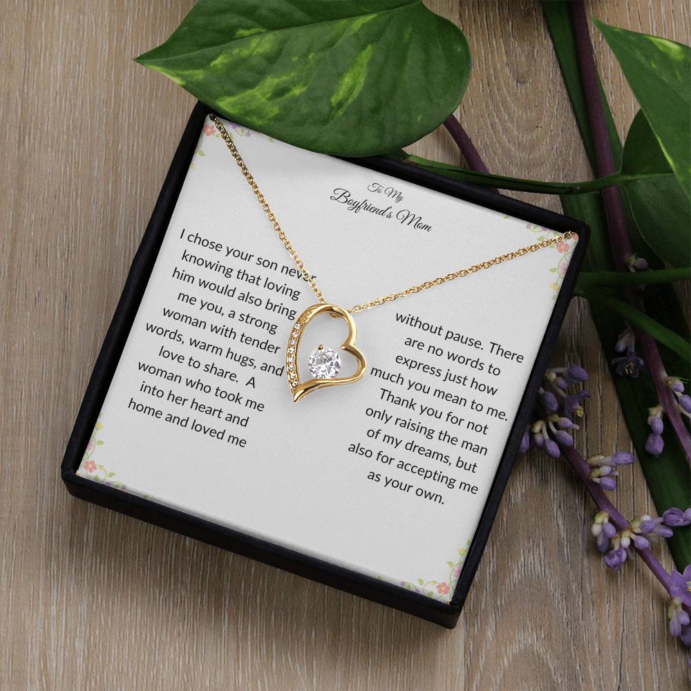 To My Boyfriends Mom Heart Necklace Gift-[Heartfelt Family Gift]