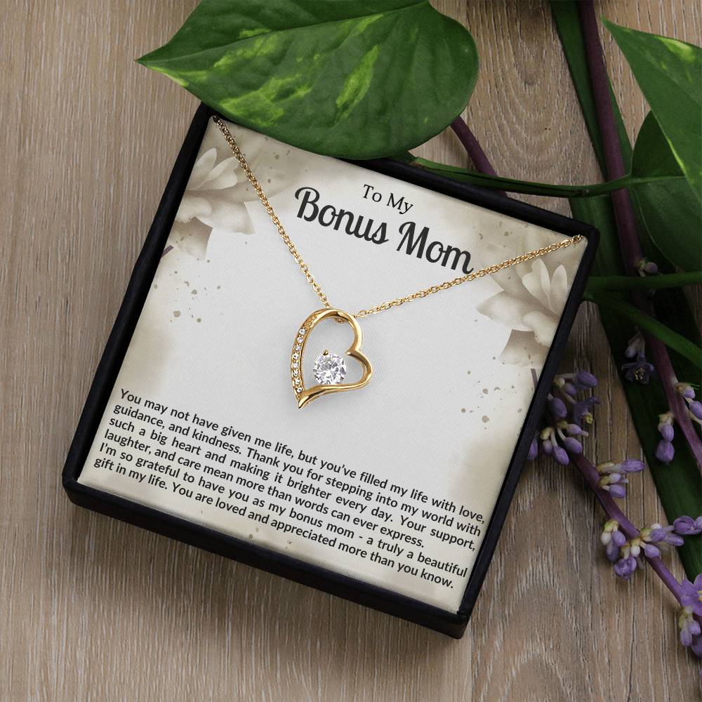 To My Bonus Mom Heart Necklace Gift