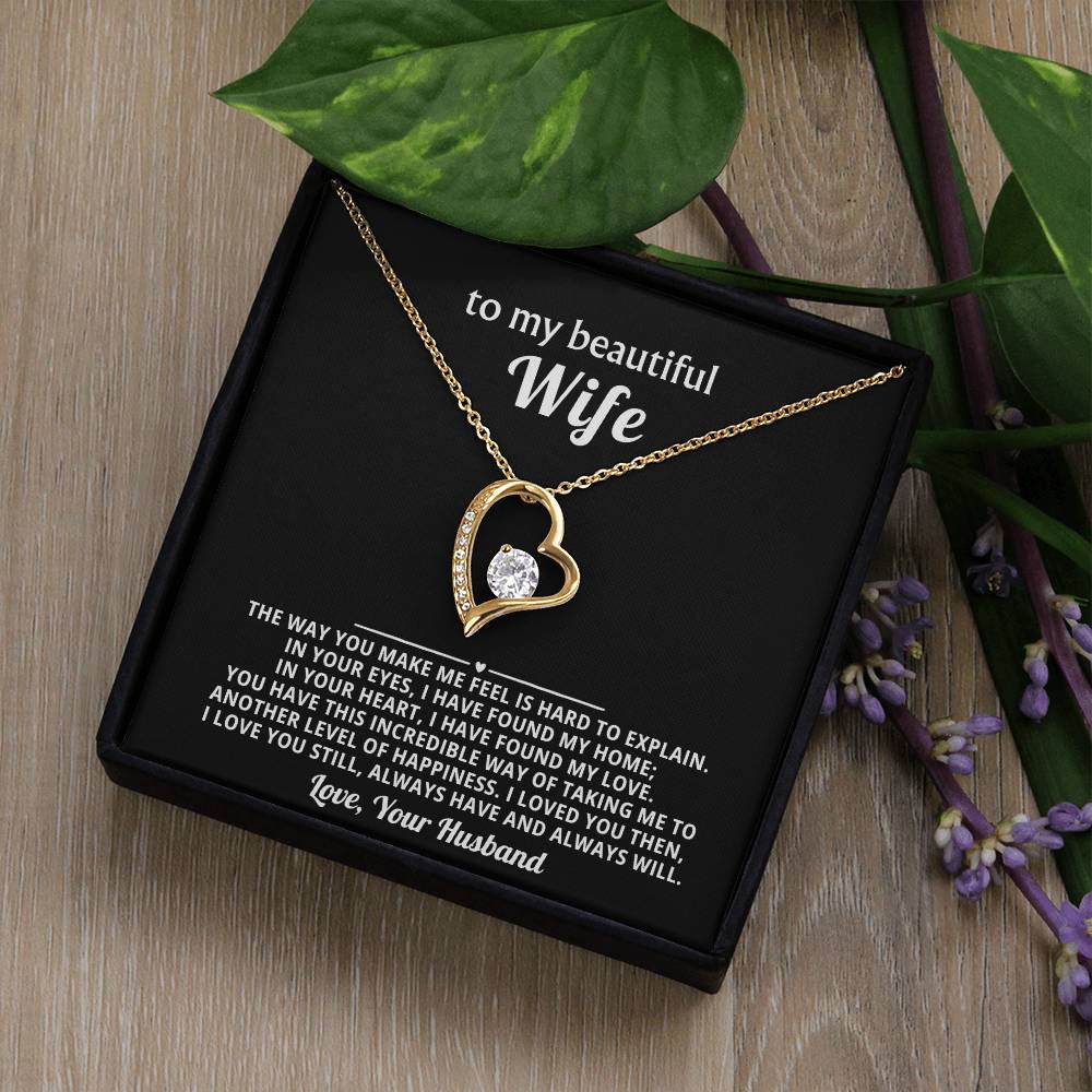To My Beautiful Wife Heart Necklace Gift