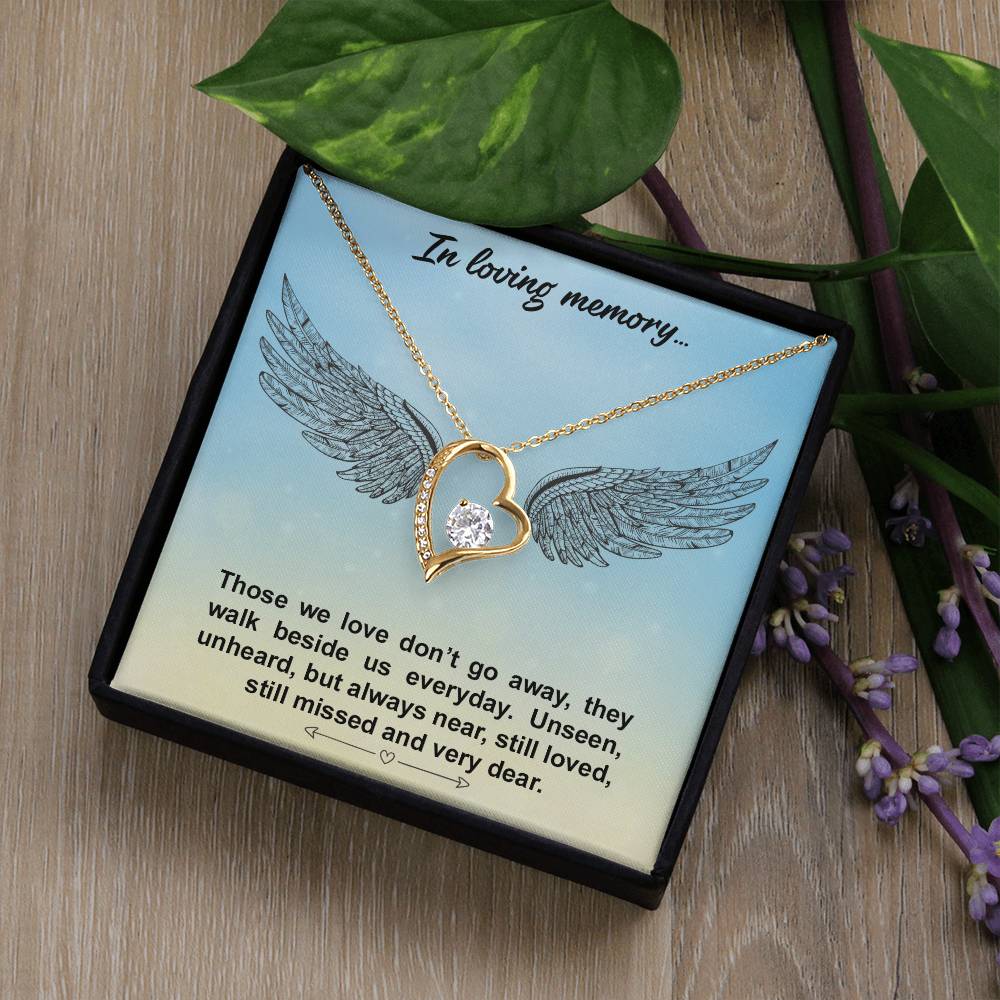 In Loving Memory Angel Wings Heart Necklace Gift-[Heartfelt Family Gift]