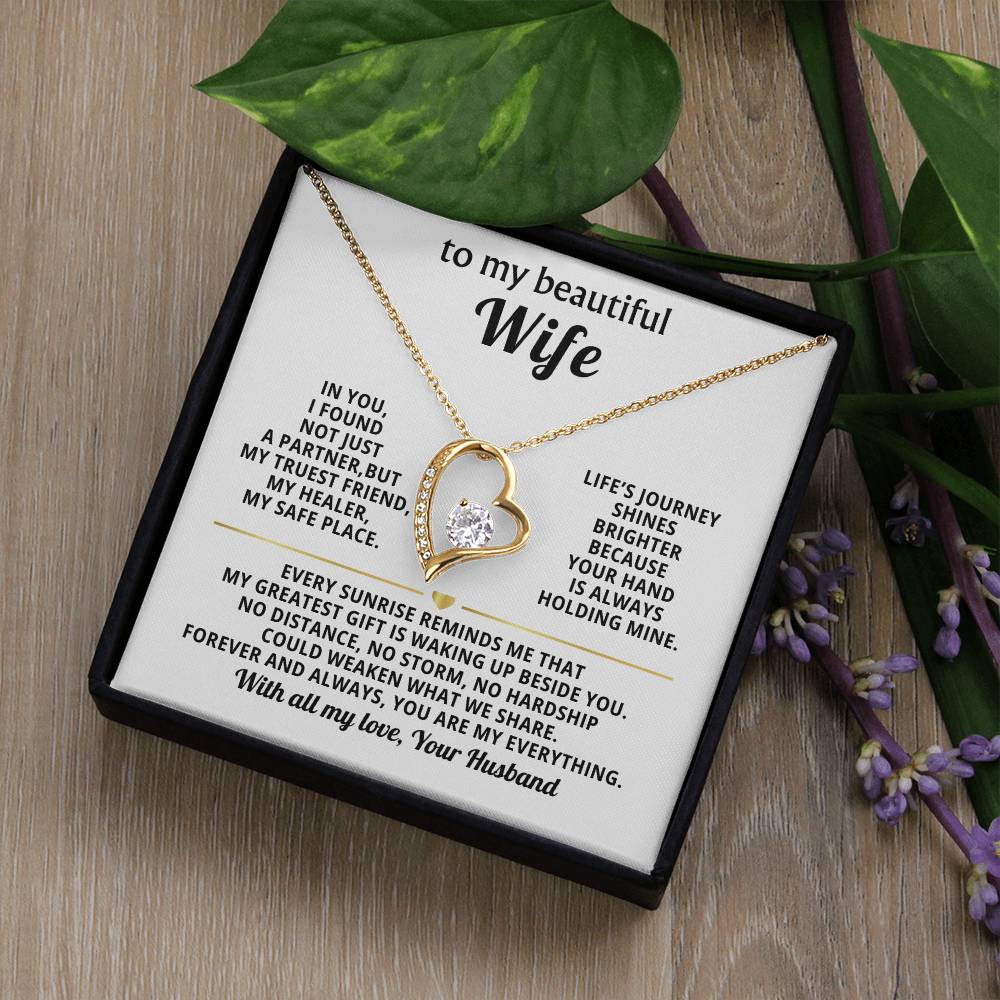 To My Beautiful Wife Heart Necklace
