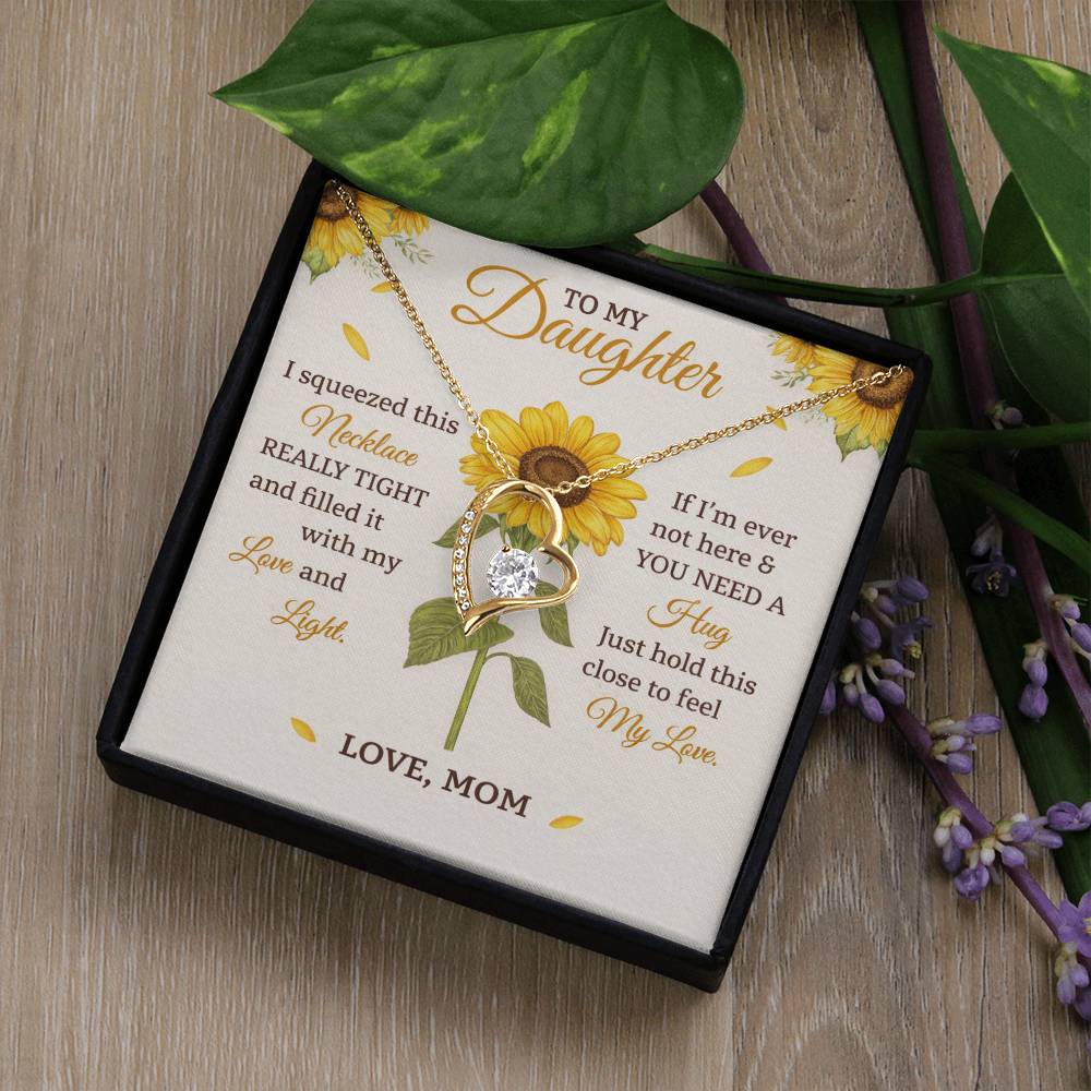 Daughter Sunflower Heart Necklace Gift from Mom