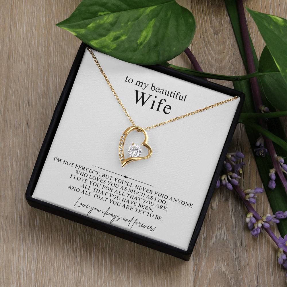 To My Beautiful Wife Heart Necklace Gift