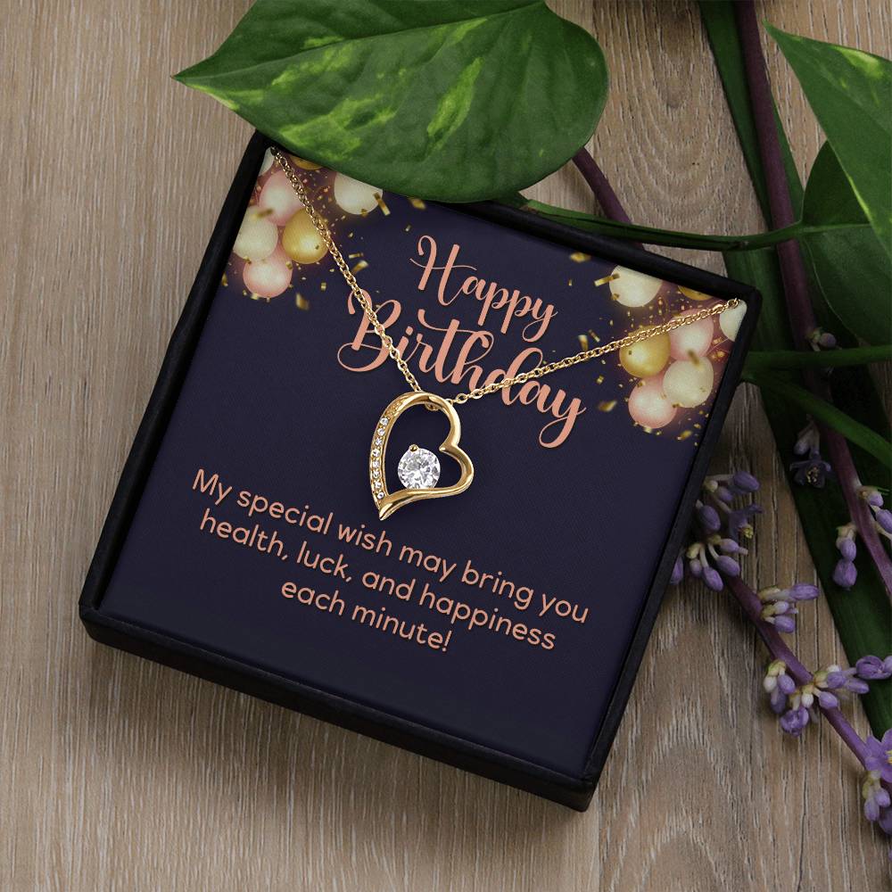 Happy Birthday Heart Necklace Gift-[Heartfelt Family Gift]