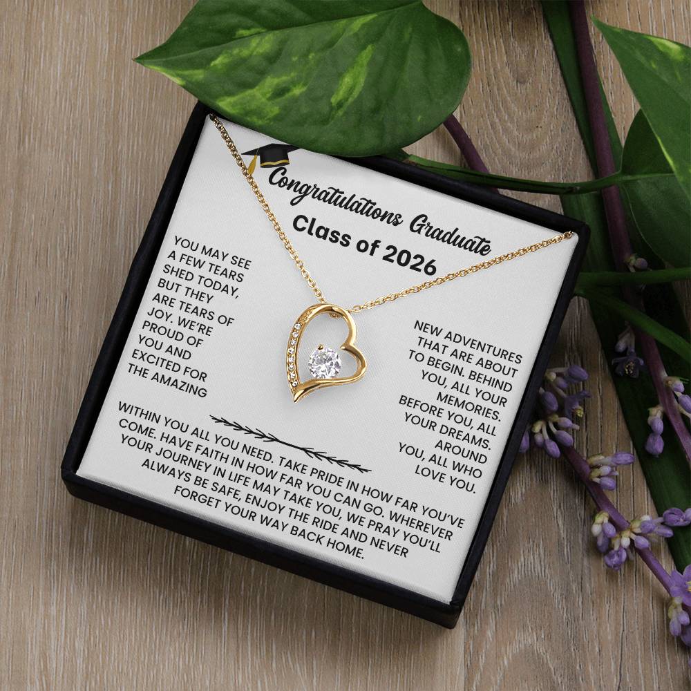 Class of 2026 Graduation Necklace Gift - Heart