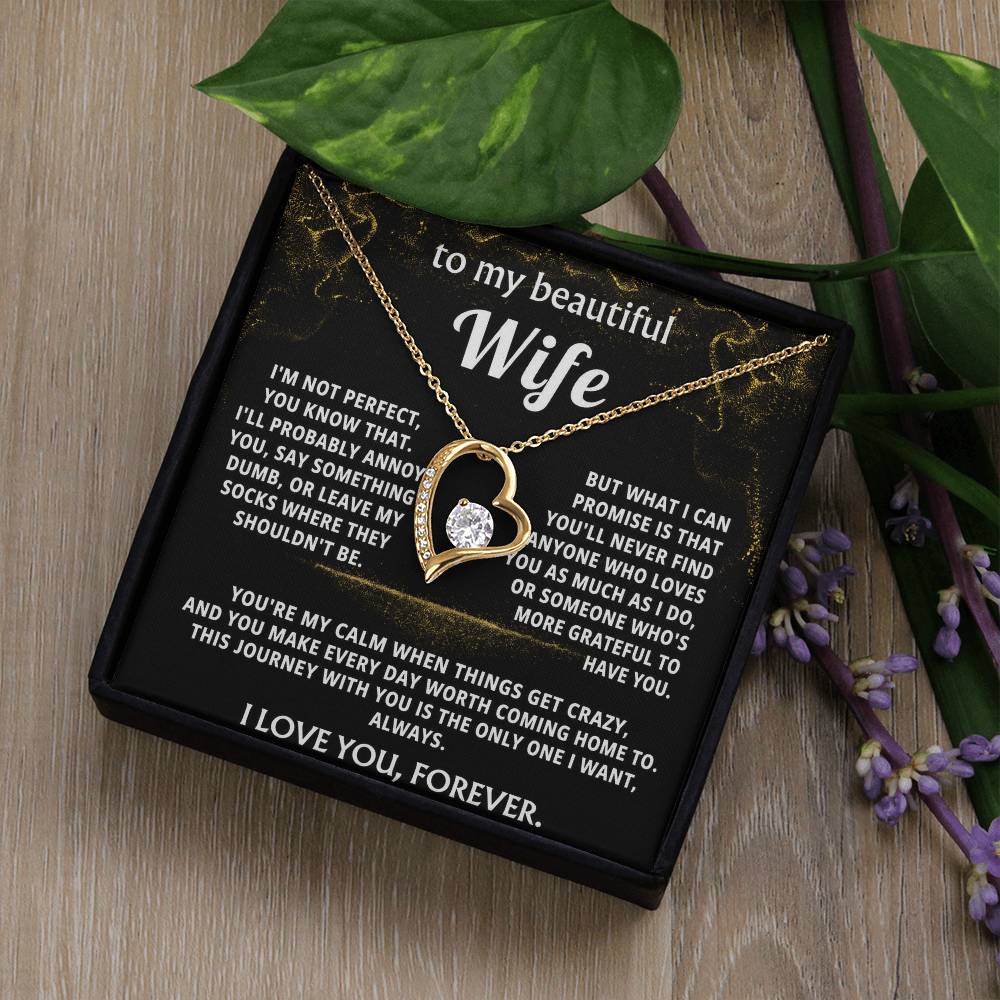 To My Wife Heart Necklace Gift