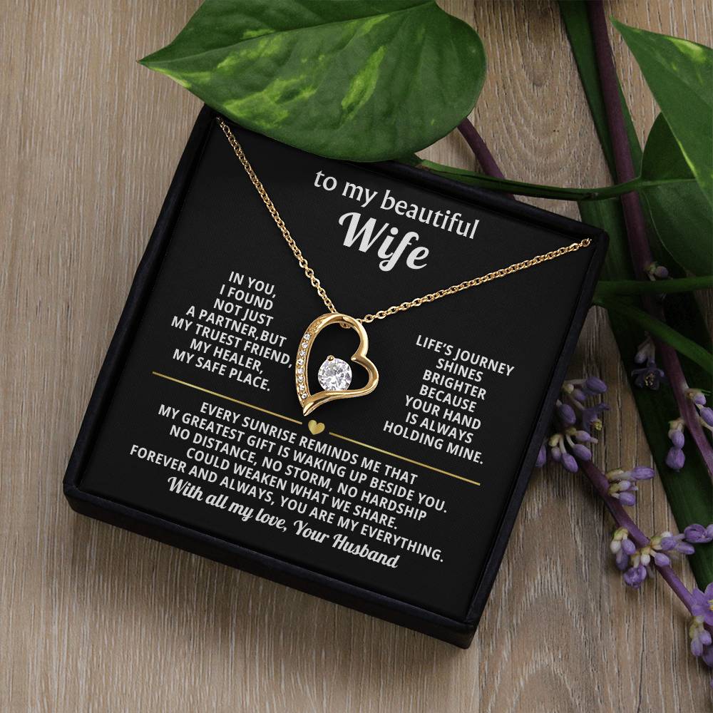 To My Beautiful Wife Heart Necklace