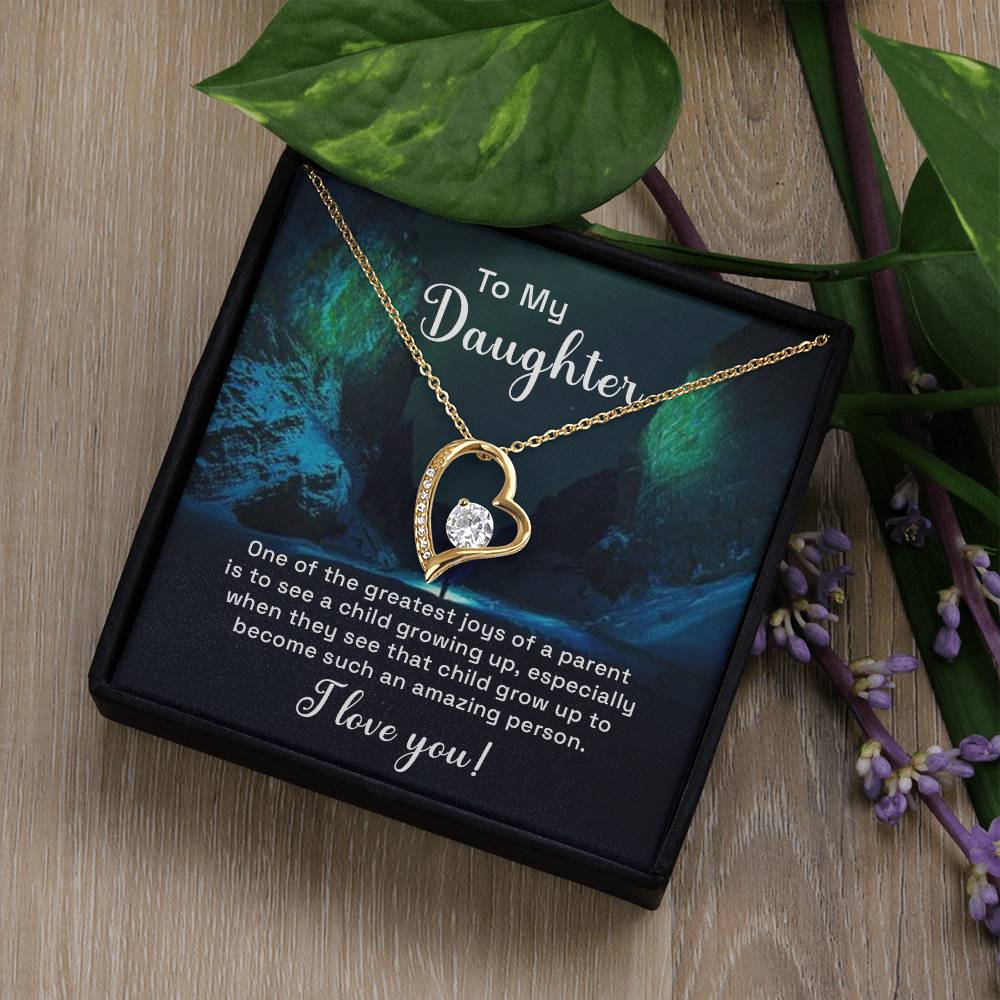 Daughter Greatest Joy Heart Necklace Gift-[Heartfelt Family Gift]