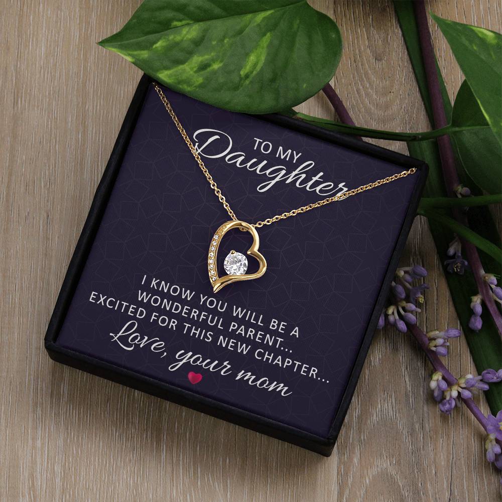 To Mom-to-Be From Her Mother Heart Necklace Gift-[Heartfelt Family Gift]