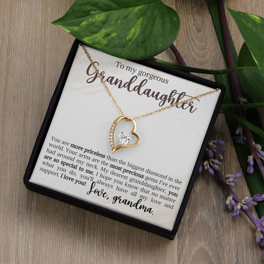 Granddaughter Necklace - Christmas  Birthday Gift for Her - Personalized Jewelry Heart Pendant - Must-Have Item-[Heartfelt Family Gift]