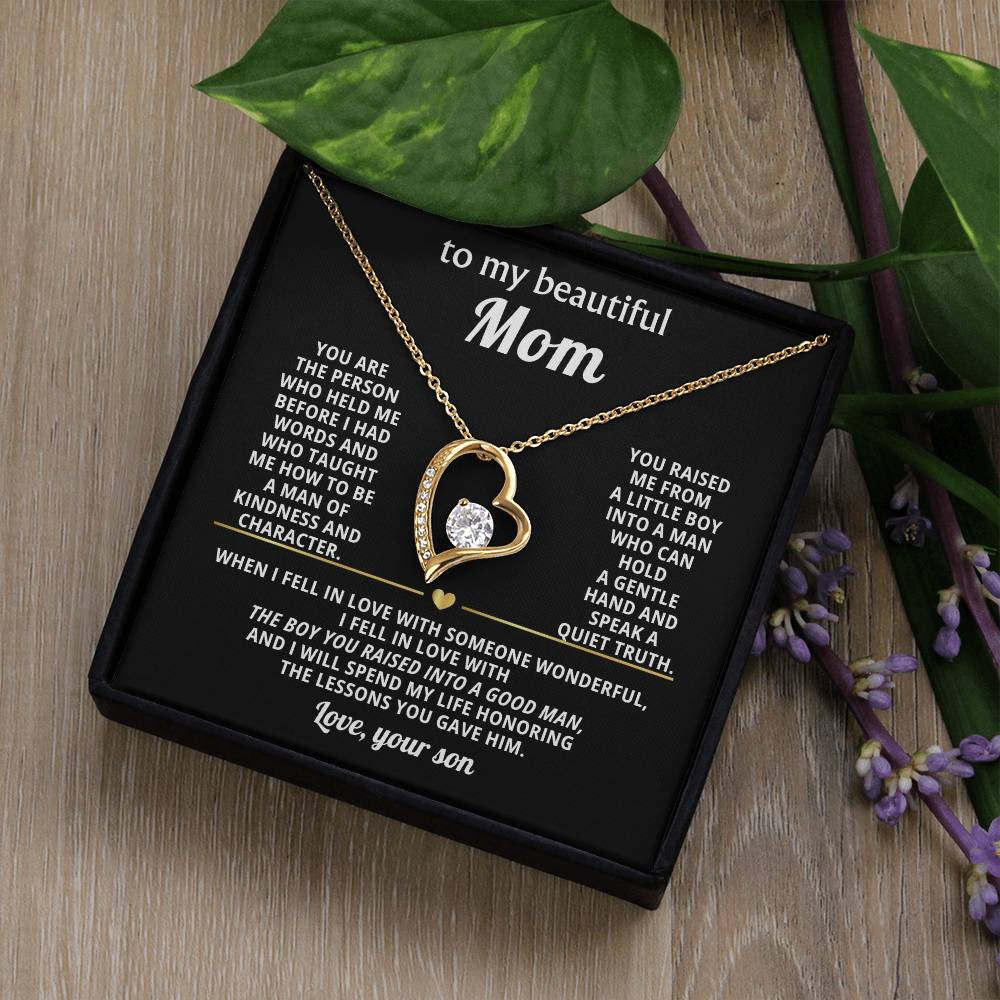 Mom Heart Necklace Gift from Son