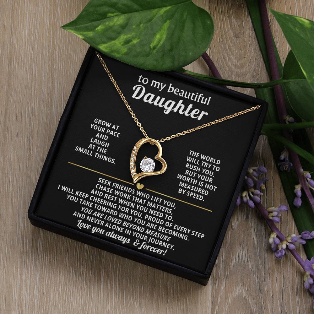 To My Daughter Heart Necklace Gift
