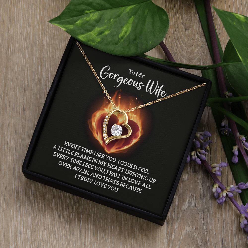 To My Gorgeous Wife - Every Time I See You Heart Necklace Gift-[Heartfelt Family Gift]