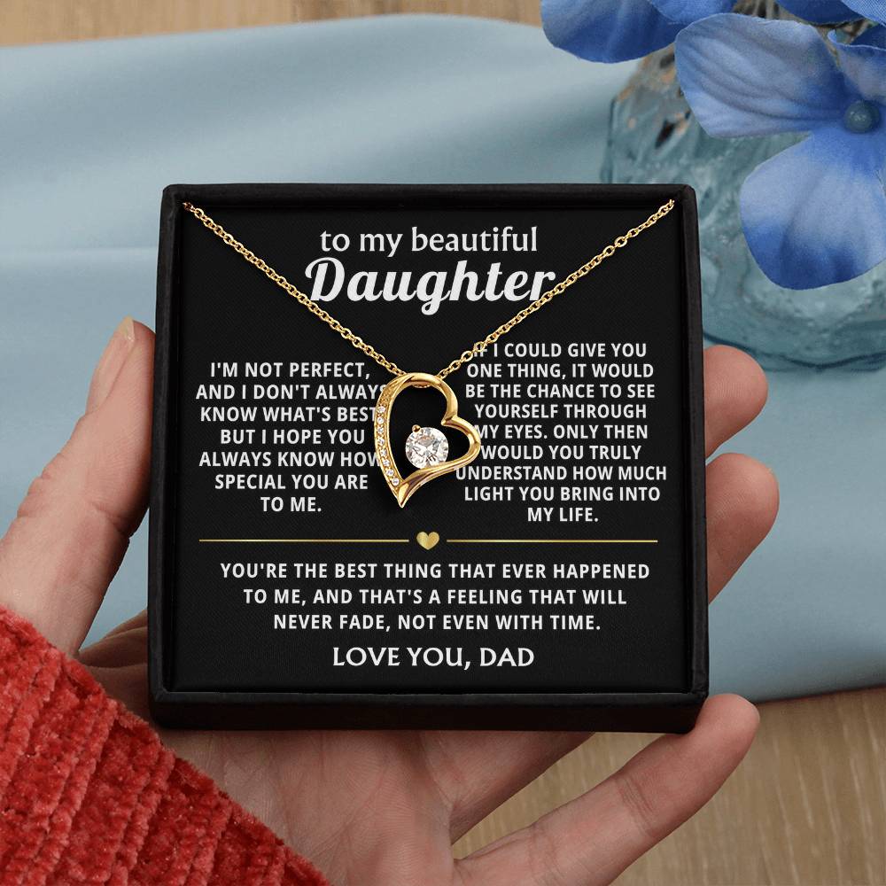 To My Beautiful Daughter Heart Necklace Gift