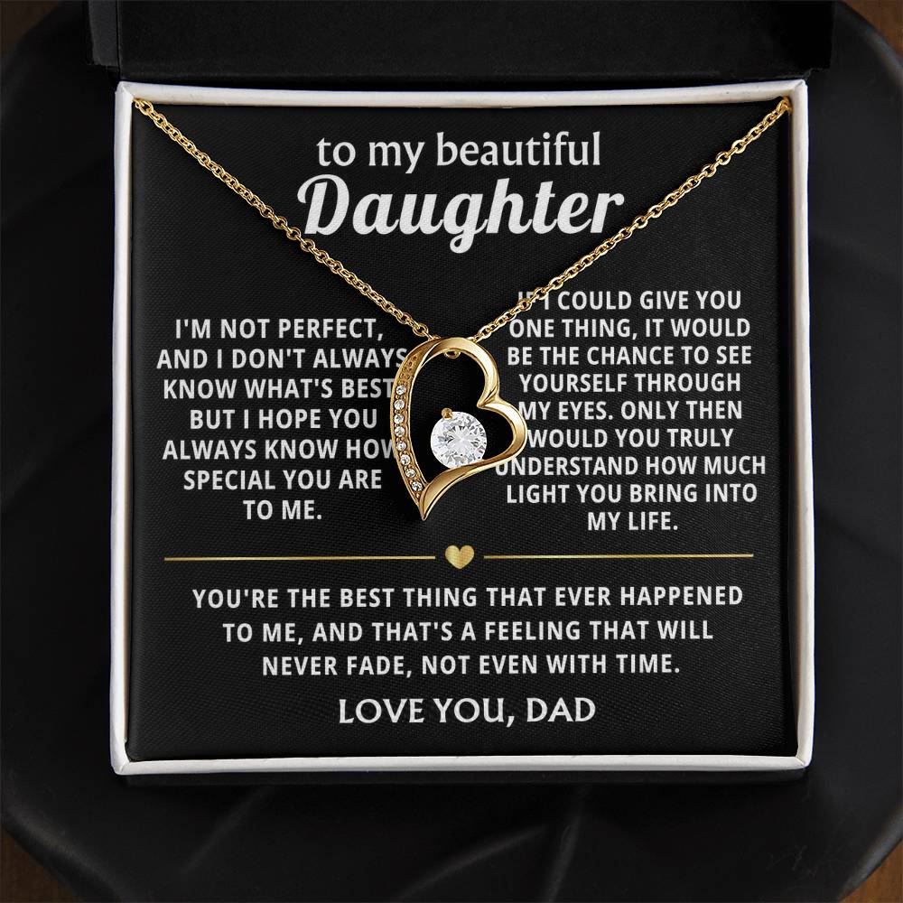To My Beautiful Daughter Heart Necklace Gift