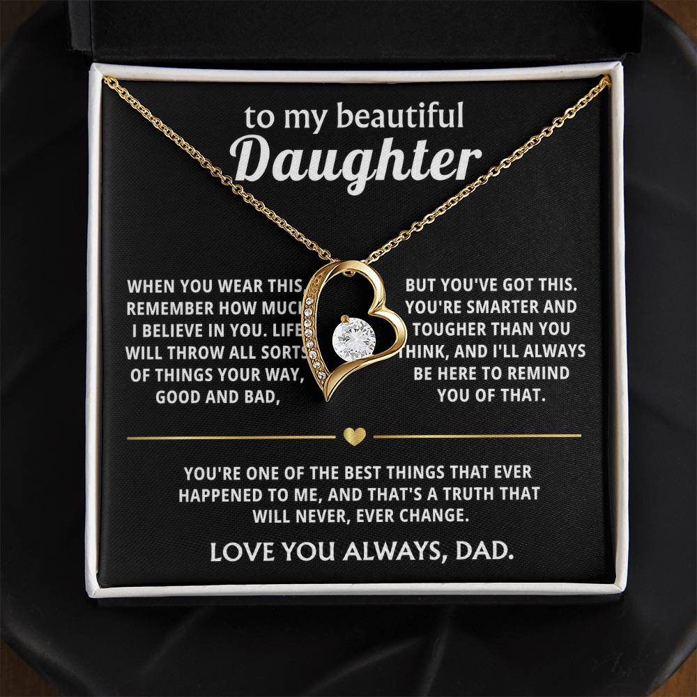 To My Beautiful Daughter I Believe In You Heart Necklace