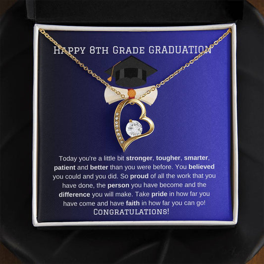 8th Grade Graduation Heart Necklace Gift-[Heartfelt Family Gift]