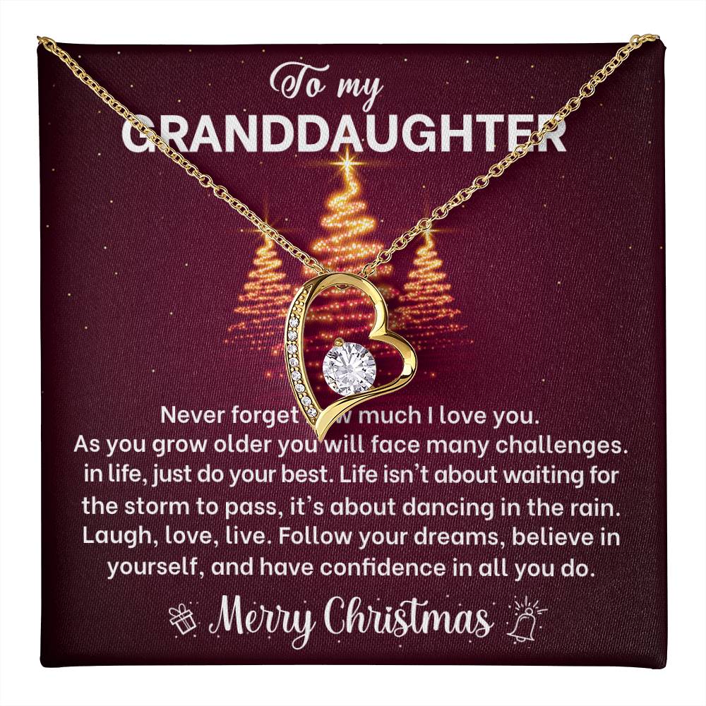 Merry Christmas Granddaughter Heart Necklace Gift-[Heartfelt Family Gift]