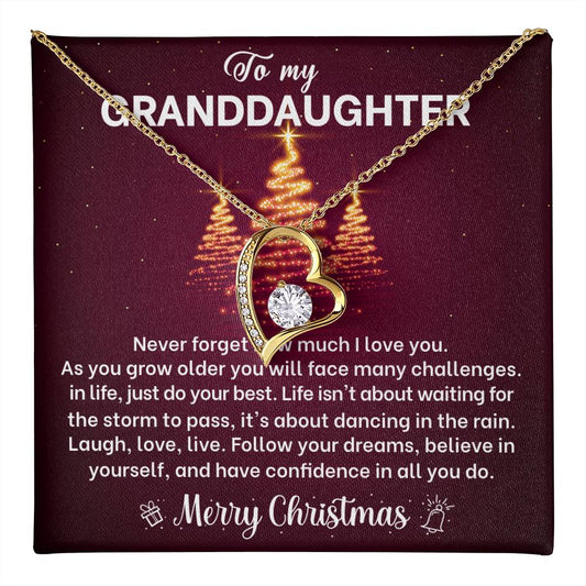 Merry Christmas Granddaughter Heart Necklace Gift-[Heartfelt Family Gift]