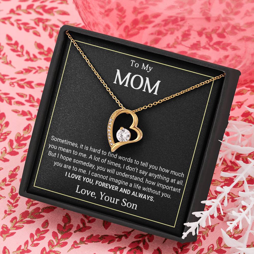 To My Mom Heart Necklace Gift