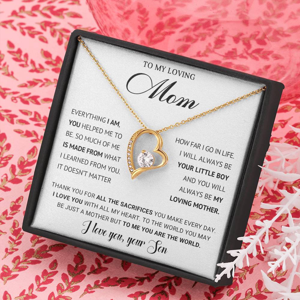 To My Mom Heart Necklace Gift