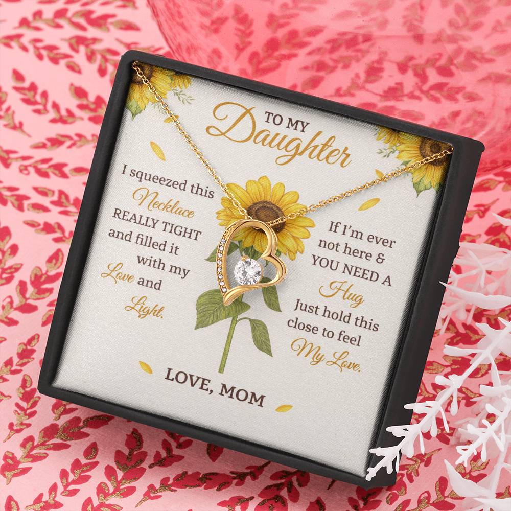 Daughter Sunflower Heart Necklace Gift from Mom