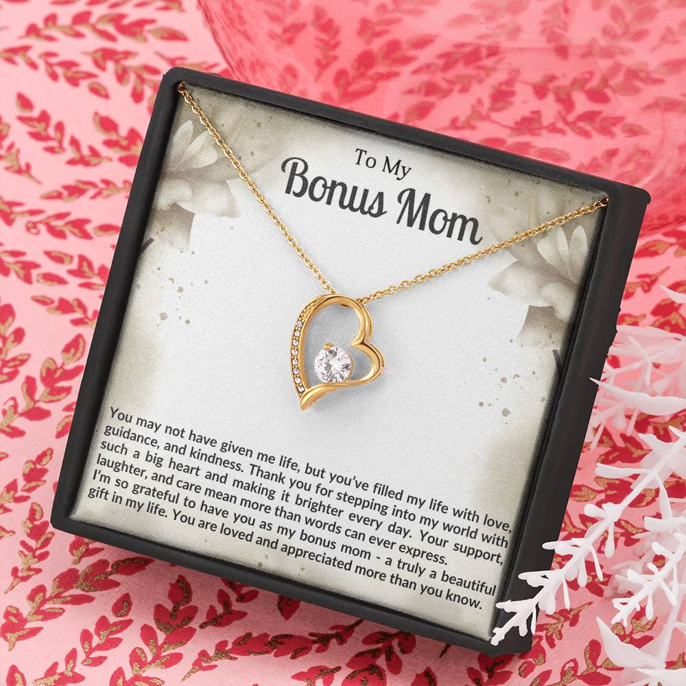 To My Bonus Mom Heart Necklace Gift
