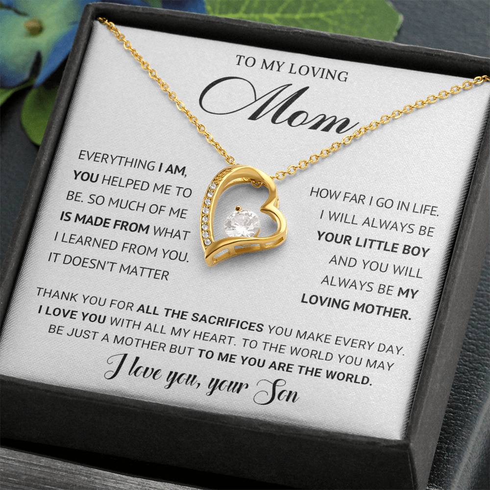 To My Mom Heart Necklace Gift