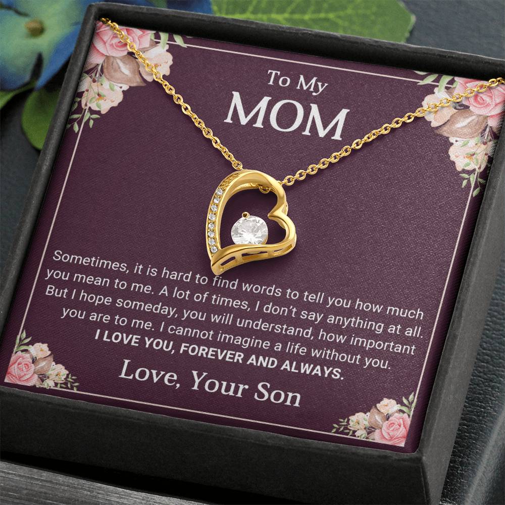 To My Mom Heart Necklace Gift