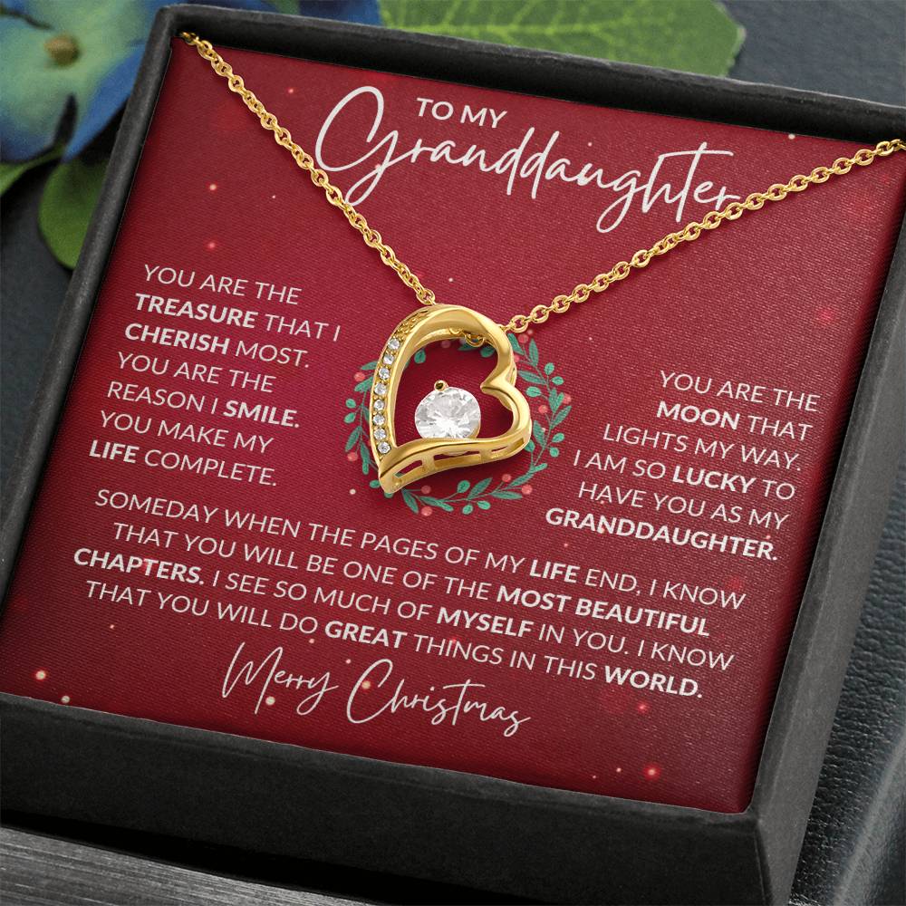 Granddaughter Christmas Heart Necklace Gift-[Heartfelt Family Gift]