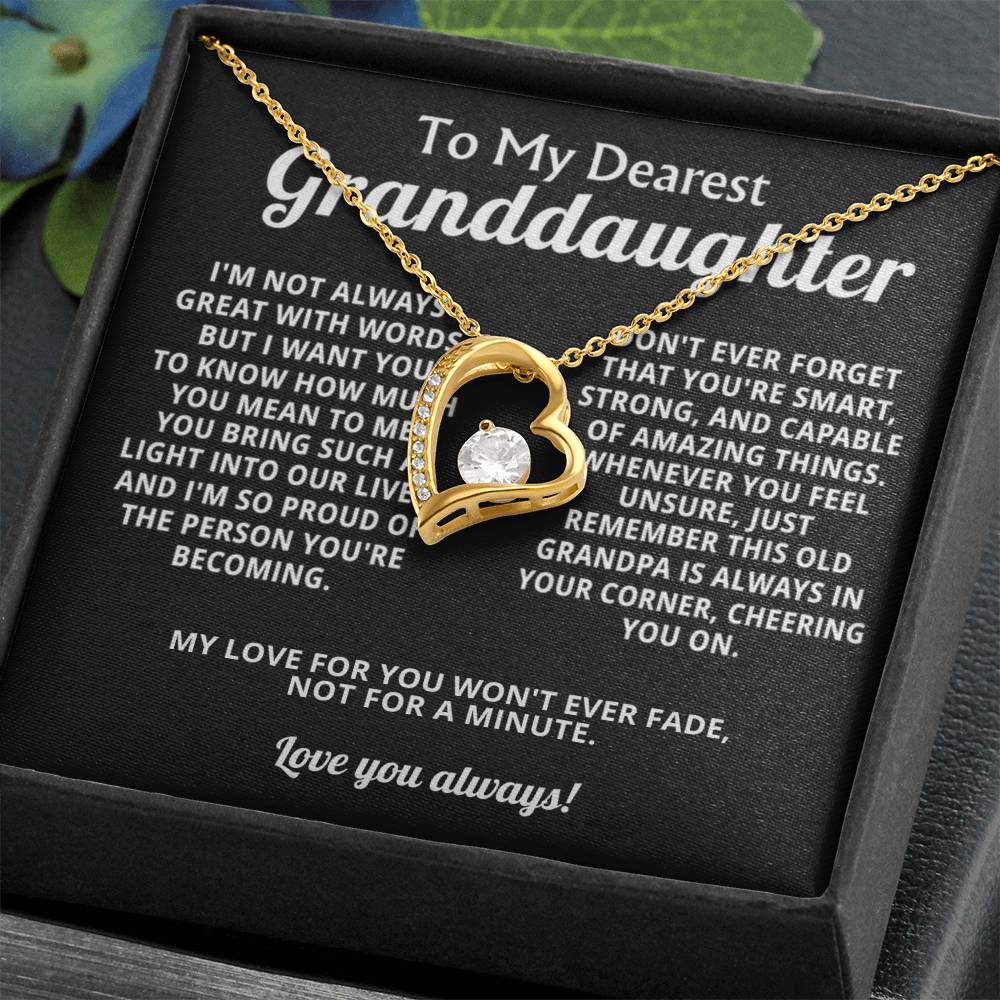 To My Granddaughter Heart Necklace Gift