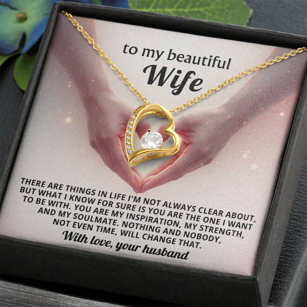 To My Beautiful Wife Heart Necklace Gift