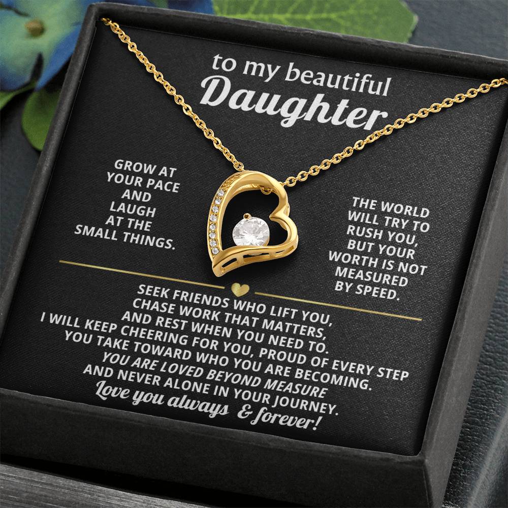 To My Daughter Heart Necklace Gift