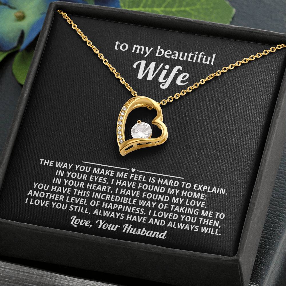 To My Beautiful Wife Heart Necklace Gift