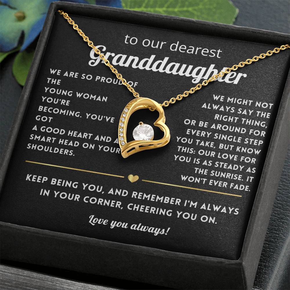 To My Granddaughter Heart Necklace Gift