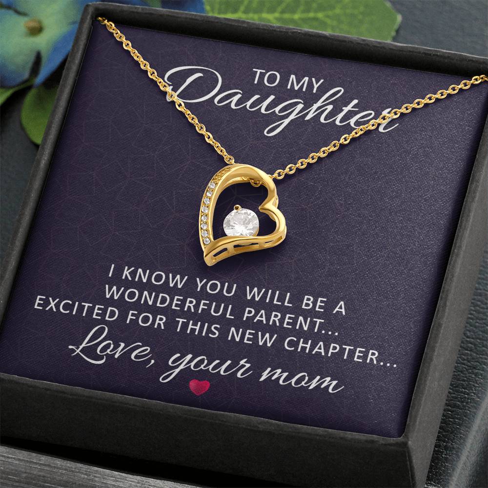 To Mom-to-Be From Her Mother Heart Necklace Gift-[Heartfelt Family Gift]