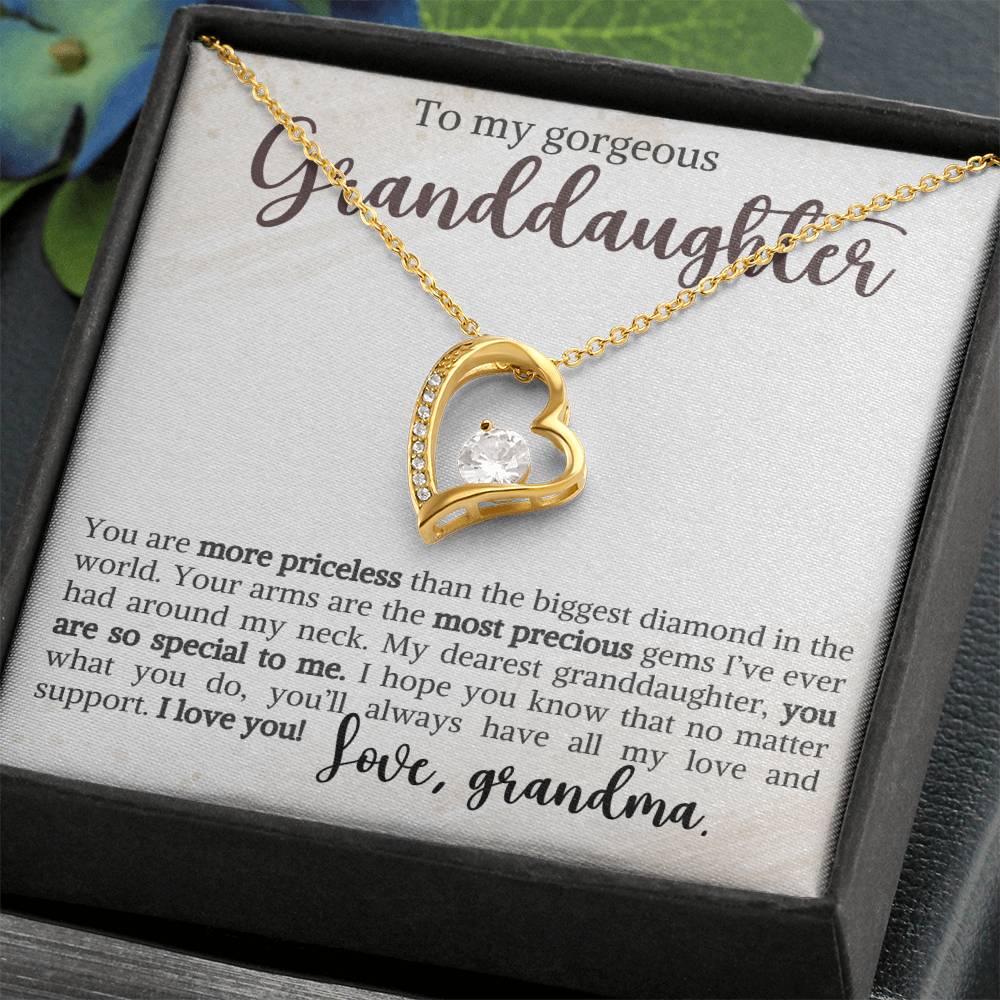 Granddaughter Necklace - Christmas  Birthday Gift for Her - Personalized Jewelry Heart Pendant - Must-Have Item-[Heartfelt Family Gift]