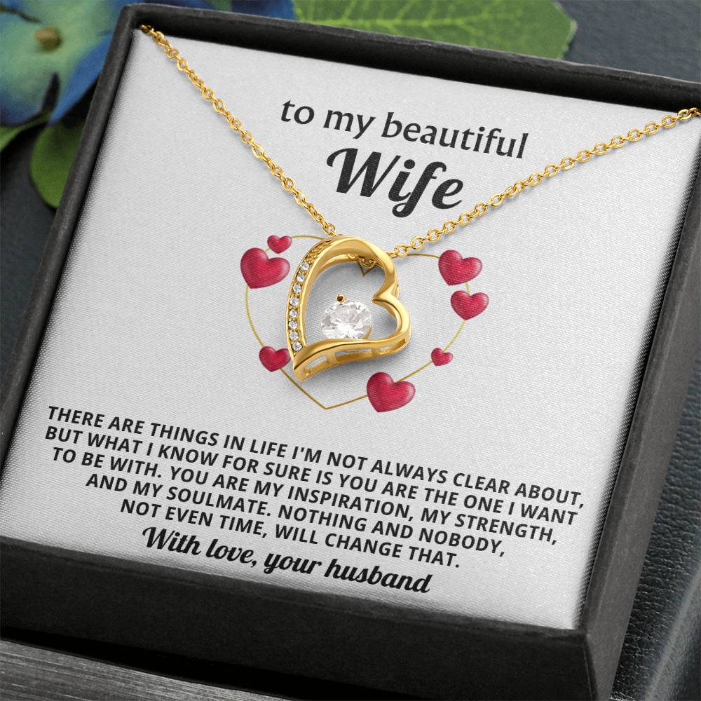 To My Beautiful Wife Heart Necklace Gift