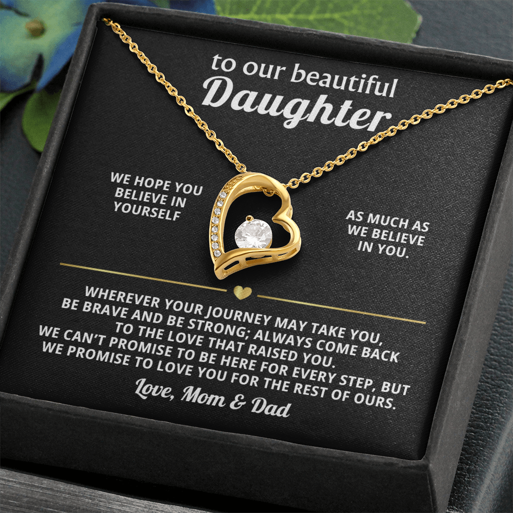 To Our Beautiful Daughter Heart Necklace Gift from Mom Dad