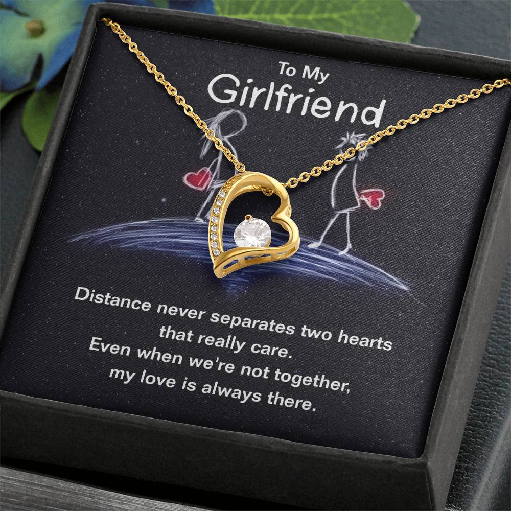Girlfriend - Distance Never Separates Two Hearts Heart Necklace Gift-[Heartfelt Family Gift]