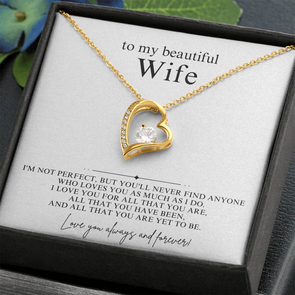 To My Beautiful Wife Heart Necklace Gift