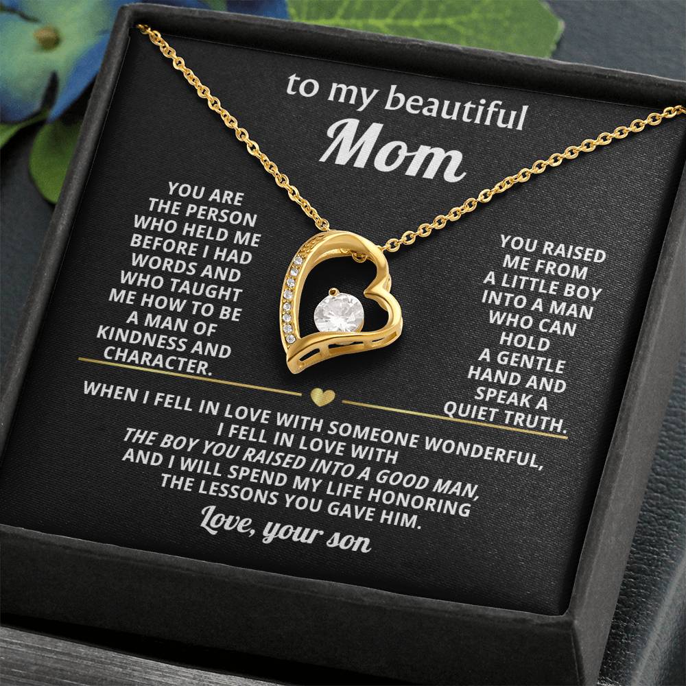 Mom Heart Necklace Gift from Son