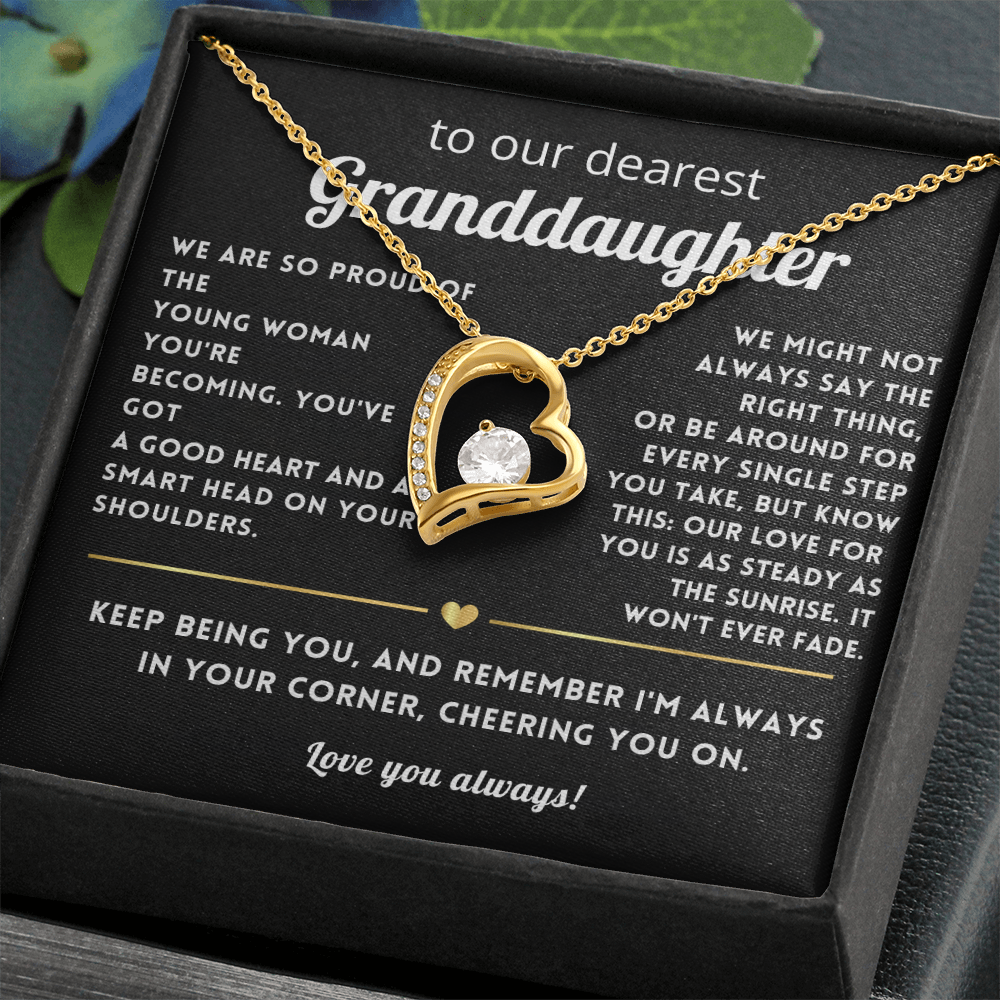 To My Granddaughter Heart Necklace Gift