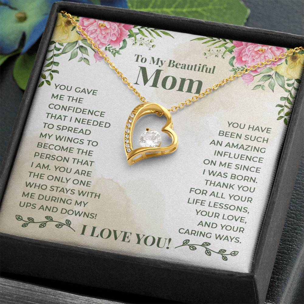 To My Beautiful Mom -An Amazing Influence-  Heart Necklace Gift-[Heartfelt Family Gift]